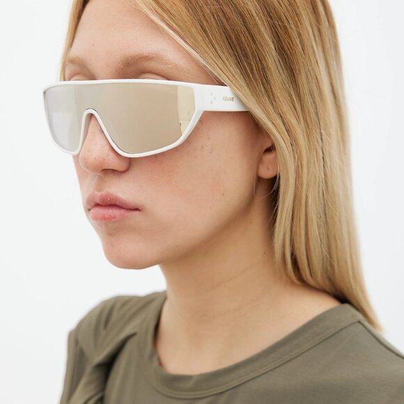 NEW Celine CL40195I 25C Ivory Silver Mirror Mask Unisex Sunglasses CL 40195I - Picture 7 of 8